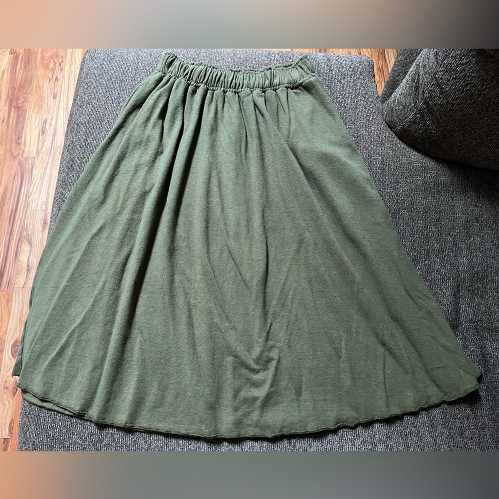 Gaia Conceptions heavy hemp cotton Mimosa below knee skirt with pockets NEW